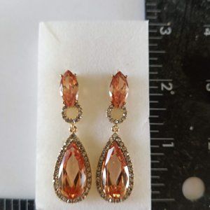 Simulated Champagne Diamond, White Austrian Earri